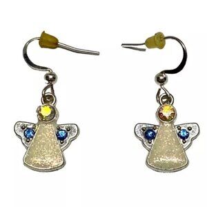 Angel Earrings Khol's‎ Holiday Rhinestone Silver Tone Dangle Hook Pierced Ears